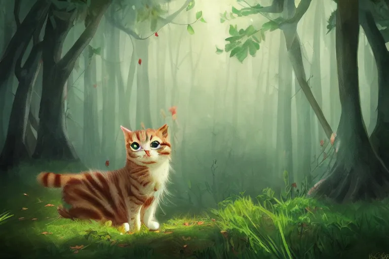 ArtStation - Cats and the forest