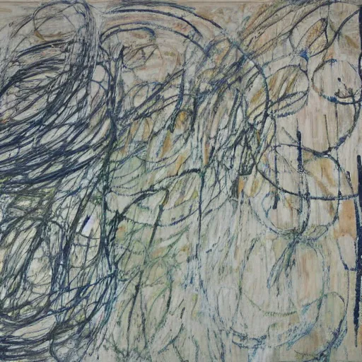 Prompt: large scale painting by cy twombly, high resolution art scan, swirling loops