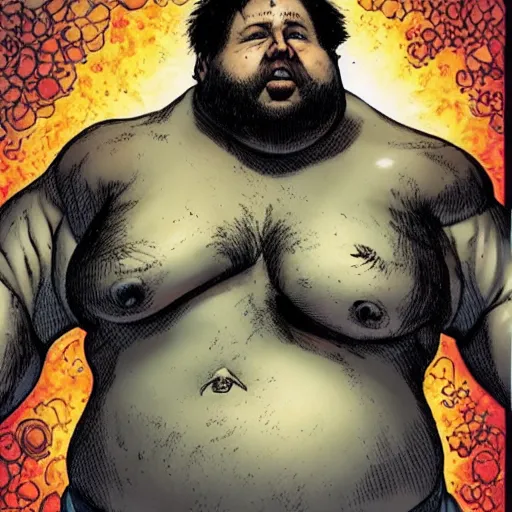 Prompt: a portrait of an obese Ethan Van Sciver the comic book artist