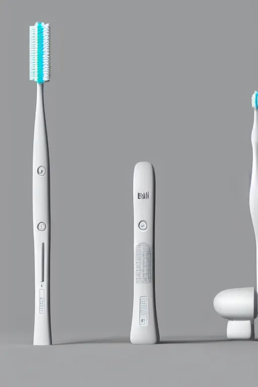 Prompt: Gorgeous 3D render of the iconic Braun electric toothbrush designed by Dieter Rams