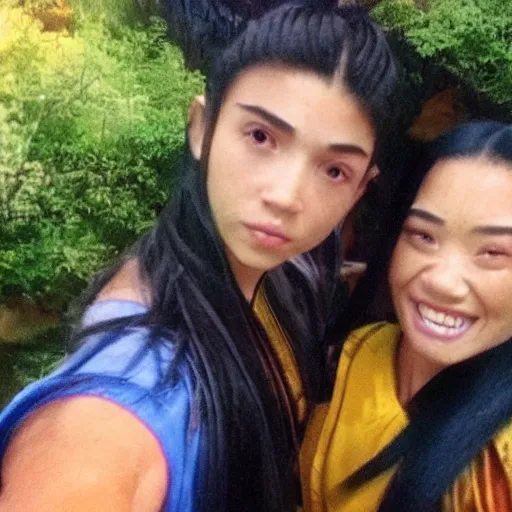 Prompt: a selfie of Ang and Ozai from avatar the last airbender