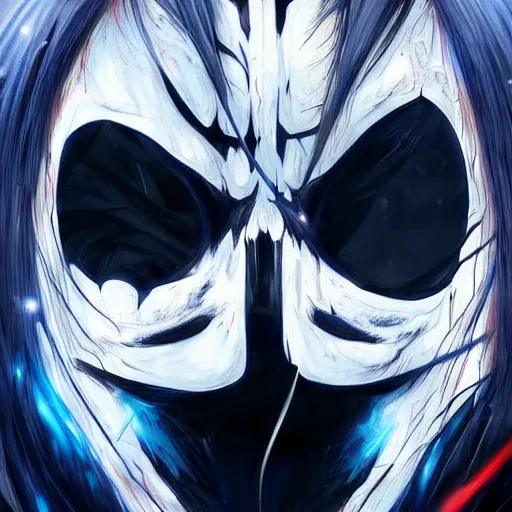 Image similar to split face Ichigo poster, epic artwork, anime painting, extremely detailed, trending on Artstation, award-winning art