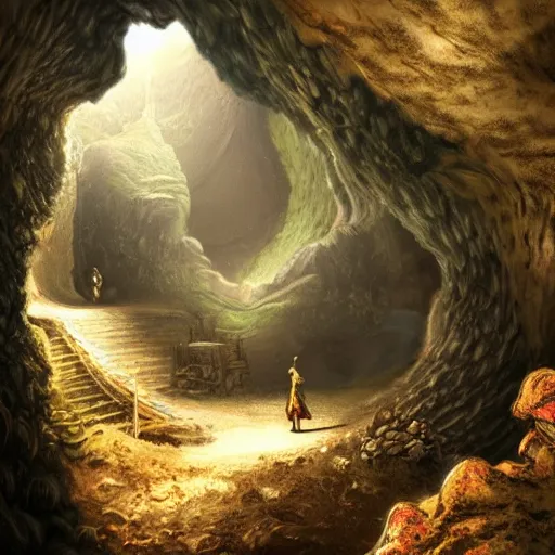 Image similar to a fantastical cave, full of treasure