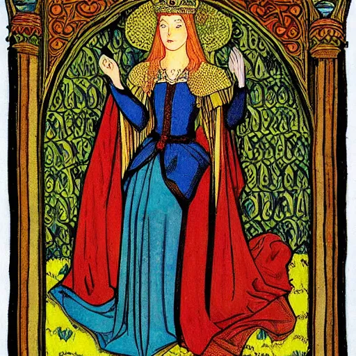 Image similar to beautiful young medieval queen by ivan bilibin