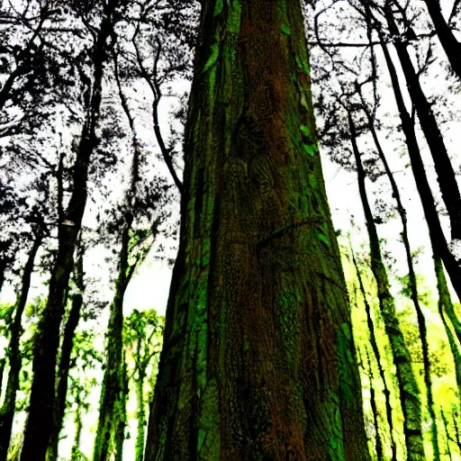 Prompt: Glitched-out forest trees