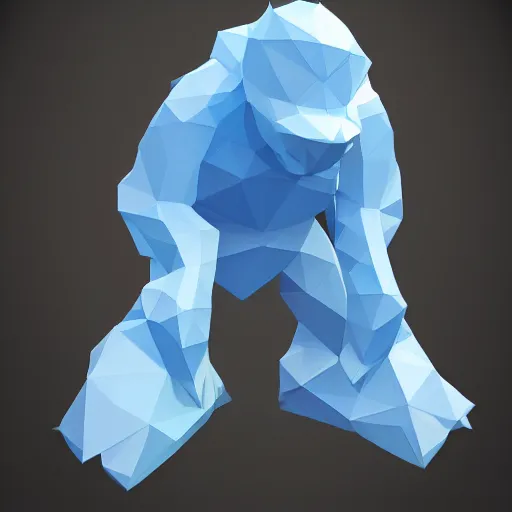 Image similar to low poly ice monster, concept art,