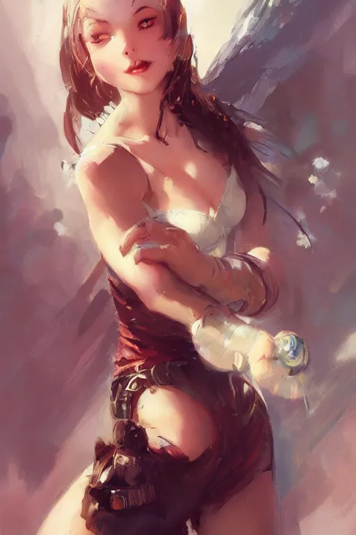 Image similar to a portrait of a cute fantasy girl by Frank Frazetta, WLOP and ross tran