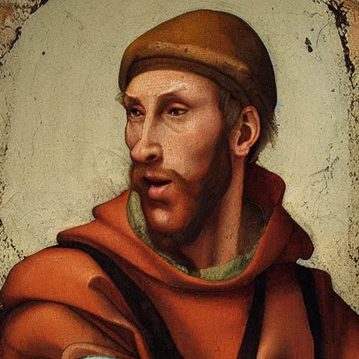 Image similar to A 14th century italian renaissance oil painting of Jerma985, portrait of Jerma985, grainy, realistic, very realistic, hyperrealistic, highly detailed, very detailed, extremely detailed, very neat, very epic, very cool, detailed, trending on artstation