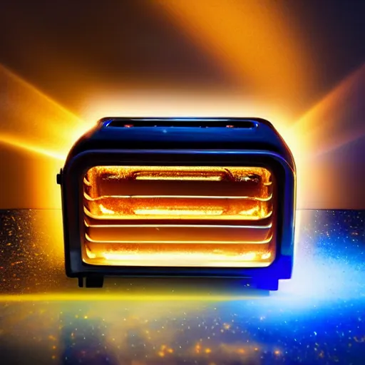 Prompt: a cosmic beam of light emitting from a toaster