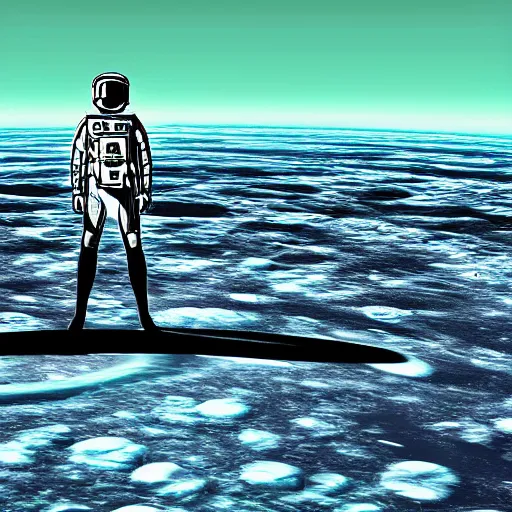 Image similar to standing on neptune, looking out into the vastness of space, digital art