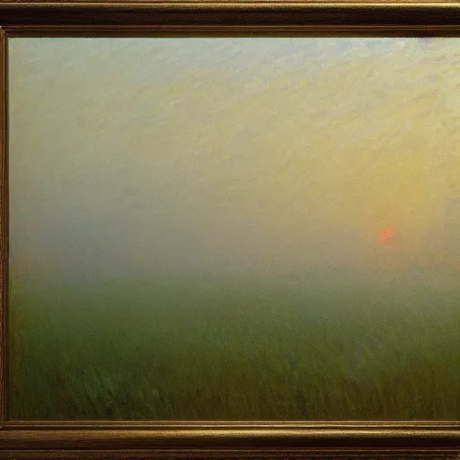 Image similar to willow trees in a misty field at daybreak, atmospheric, by turner and monet