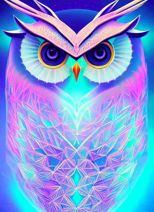 Image similar to symmetry!! product render poster vivid colors divine proportion owl, ice and snow, glowing fog intricate, elegant, highly detailed, digital painting, artstation, concept art, smooth, sharp focus, illustration,