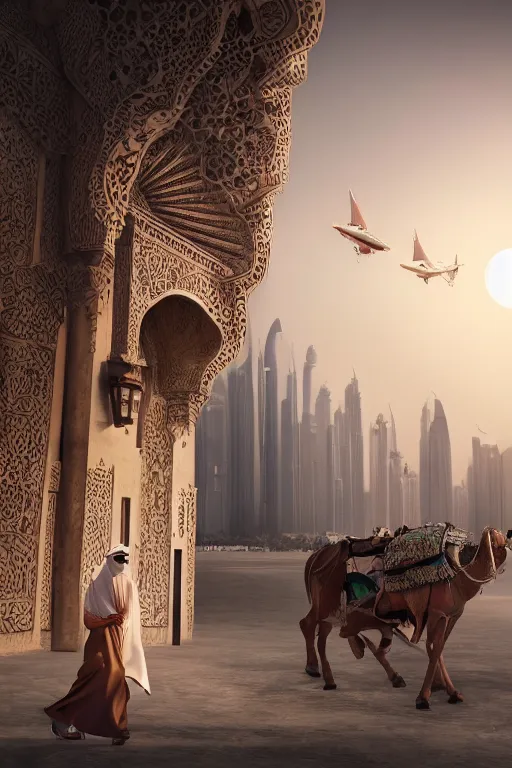 Image similar to arab wanita to go to dubai, ultra realistic, concept art, intricate details, highly detailed, photorealistic, octane render, 8 k