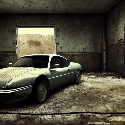 Prompt: car, garage, abandoned, fiction, pop art stability, photorealistic, intricate, elegant, 8 k, uhd, justify, detailed environment, concept art, matte, sharp focus, photography, consistent, highly detailed object content, proportional object content