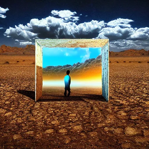 Prompt: hallucinated visions in the desert, surreal, psychedelic, photorealistic, hd