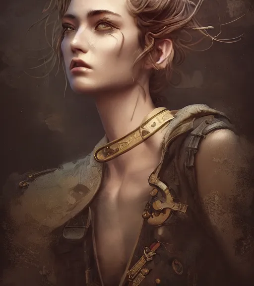 Prompt: portrait of ranger, WLOP, James Jean, tom bagshaw, rococo, trending on artstation, glossy eyes, face, fantasy, intricate, elegant, highly detailed, digital painting, concept art, smooth, sharp focus, illustration, cinematic lighting, hyper realism, octane render, 8k, hyper detailed.