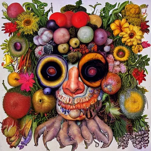 Image similar to album cover, psychedelic, giuseppe arcimboldo