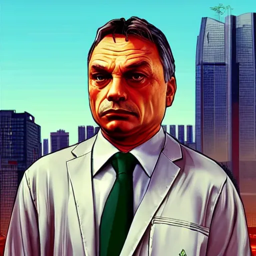 Image similar to Viktor Orbán in GTA V cover art