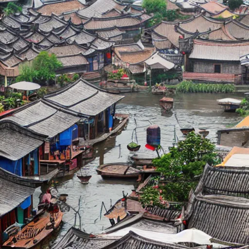 Image similar to water town in southern china, super realistic photo