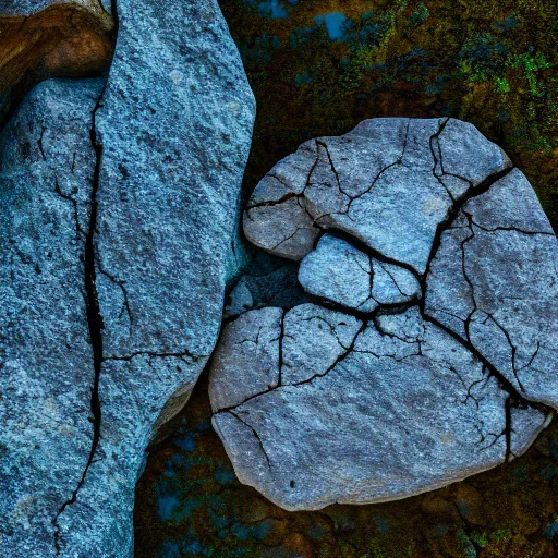 Prompt: Beautiful photo of a rock in an Australian forest, cut out of a quarry, blue sky, trees in the background, wallpaper, 4k, short exposure