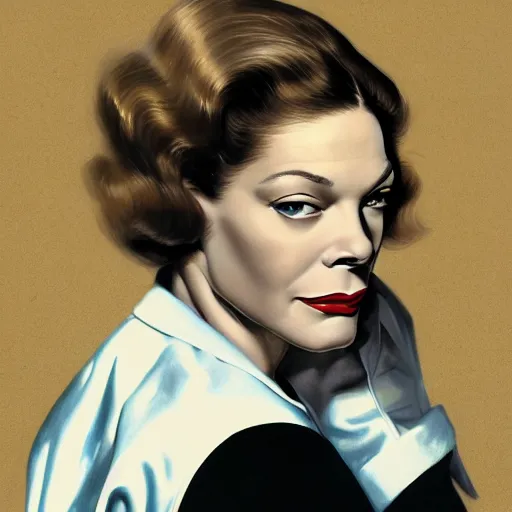 Image similar to lauren bacall studio publicity photo , portrait, highly detailed, digital painting, artstation, concept art, sharp focus, illustration, art , by norman rockwell