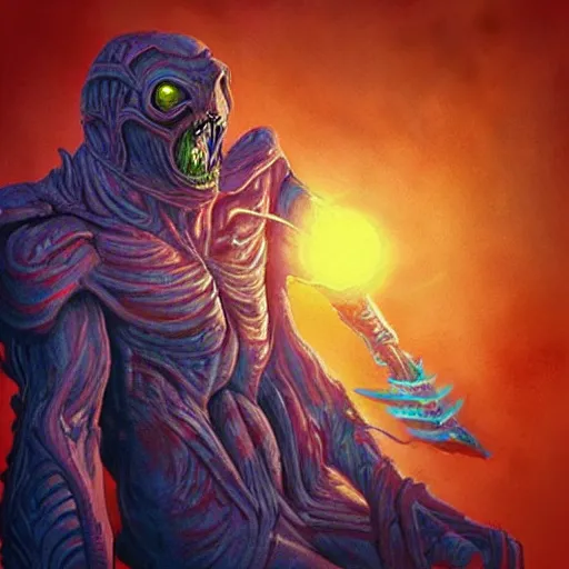 Image similar to “ masters of the universe, highly detailed, painting by mark rogers alien art, cinematic lighting. ”