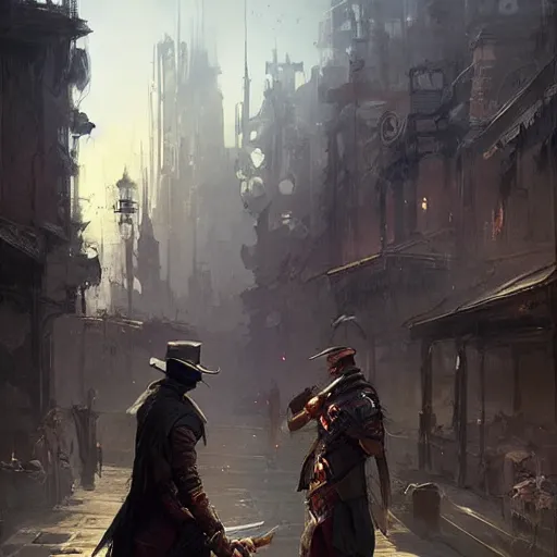 Image similar to western city, duel, paint by greg rutkowski