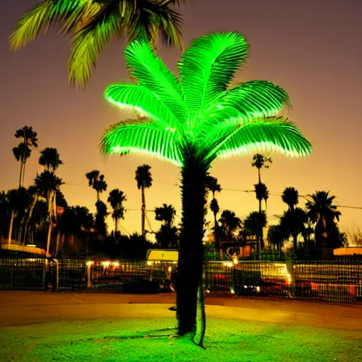 Image similar to a green neon light palm tree