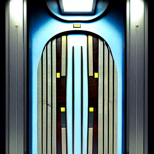 Image similar to hyper realistic art - deco sci - fi door