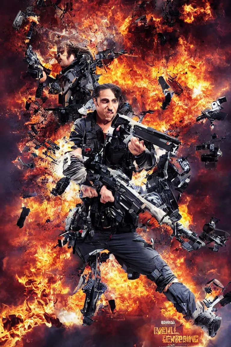 Prompt: steven segel, action movie poster, explosive special effects
