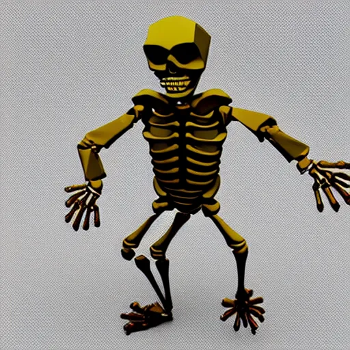 Image similar to early 9 0 s 3 d model of dancing skeleton cha - cha. phong shader, opengl, low - poly render, found on geocities.