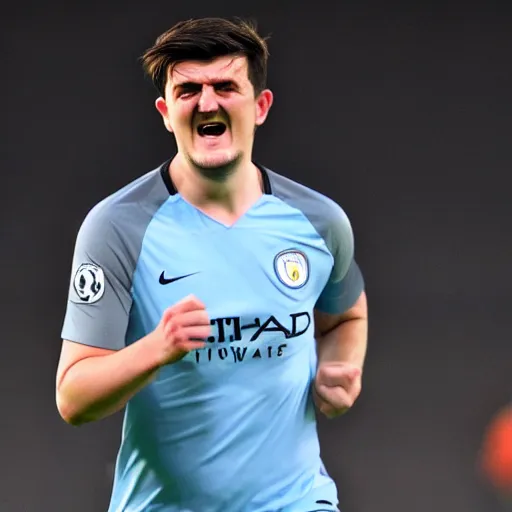 Prompt: Harry Maguire as a Manchester City soccer player