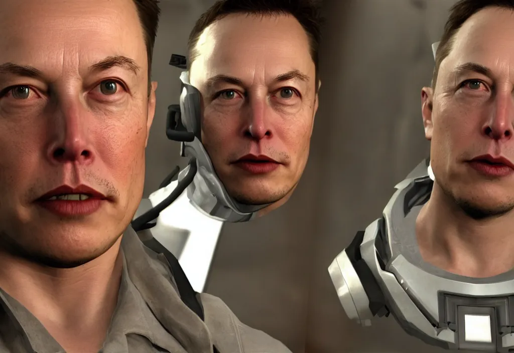 Image similar to elon musk in half life, elon musk in the video game half life, gameplay screenshot, close up, 3 d rendering. unreal engine. amazing likeness. very detailed.