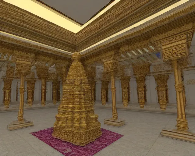 Image similar to 3D hindu temple mosque interior, quake level - H 360