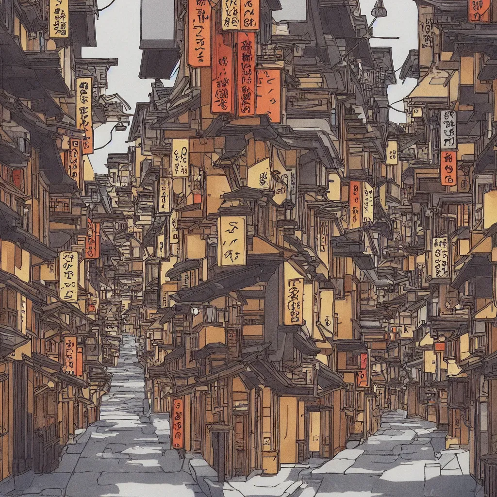 Prompt: a street in Kyoto, by Studio Ghibli, cinematic.