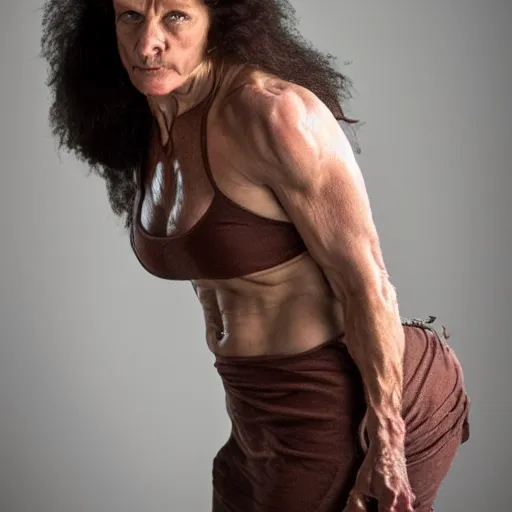 Image similar to strong healthy cavewoman, award winning photography