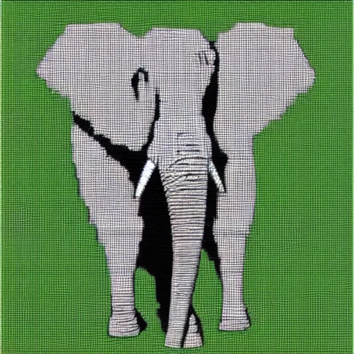 Image similar to an ultra pixelated elephant logo, 5 1 2 x 5 1 2 pixels.