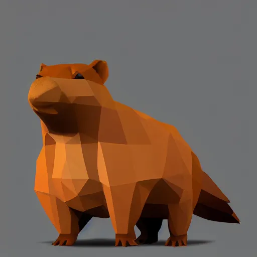 Image similar to cute low-poly capybara, 4k, hd