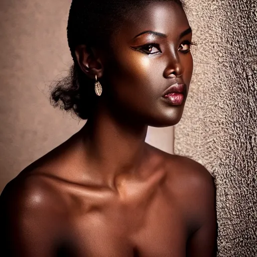 Prompt: Photo of an African model ,bold, self-confidence, cinematic,focus