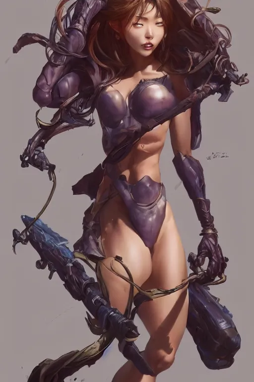 Image similar to a Hyung tae Kim concept art of female character on a render by the artist Hyung tae Kim , Jiyun Chae, Joe Madureira, trending on Artstation Hyung tae Kim, artbook, Stanley Artgerm Lau, WLOP, Rossdraws