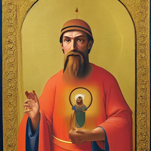 Prompt: a painting of a capybara as a byzantine saint by thomas blackshear