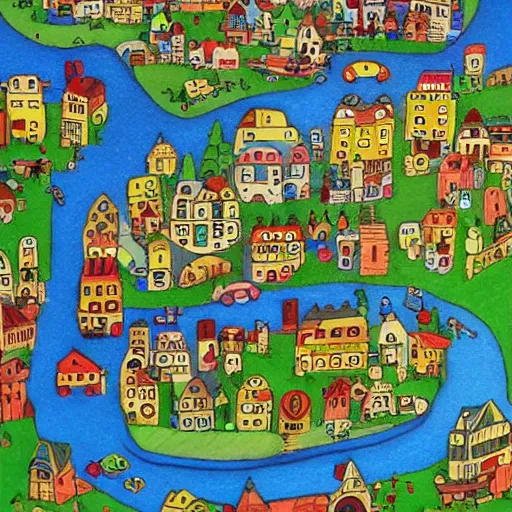Image similar to Busytown, by Michael Kidron, intricate, detailed