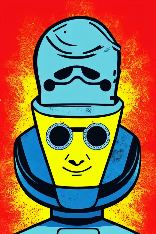 Image similar to fallout 7 6 retro futurist illustration art by butcher billy, sticker, colorful, illustration, highly detailed, simple, smooth and clean vector curves, no jagged lines, vector art, smooth andy warhol style