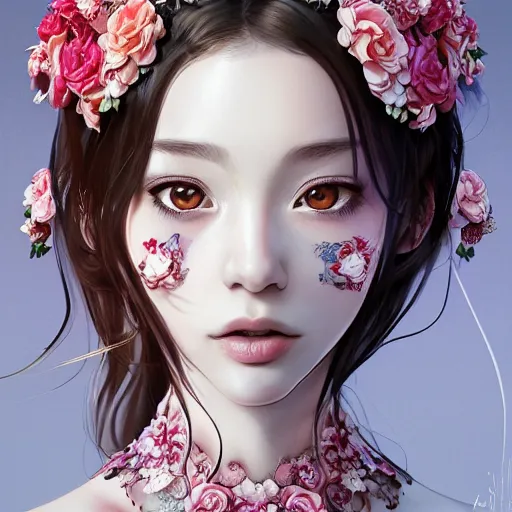 Prompt: the portrait of the absurdly beautiful, graceful, elegant, sophisticated, fashionable realistic anime young girl made of strawberries and white petals with tears, an ultrafine hyperdetailed illustration by kim jung gi, irakli nadar, intricate linework, bright colors, octopath traveler, final fantasy, unreal engine highly rendered, global illumination, radiant light, detailed and intricate environment