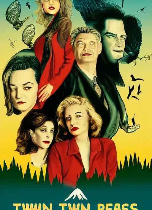 Image similar to twin peaks movie poster art by george caltsoudas