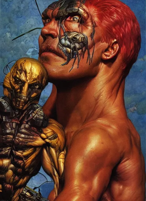 Prompt: upper body and head portrait of josh brolin as mutant, by lawrence alma tadema and zdzislaw beksinski and norman rockwell and jack kirby and tom lovell and greg staples