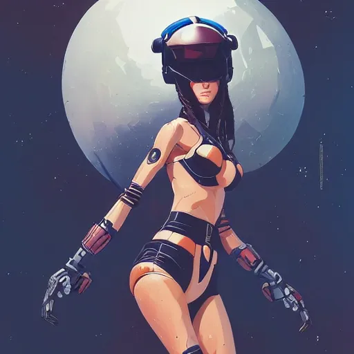 Image similar to a portrait of a stunning beautiful elite megan fox gundam pilot, with an intricate, detailed, urban inspired hiphop afro futuristic helmet, vector behance hd jesper ejsing, rhads, makoto shinkai, lois van baarle, ilya kuvshinov, rossdraws, hd, 3 2 k, ilya kuvshinov, gustav klimt