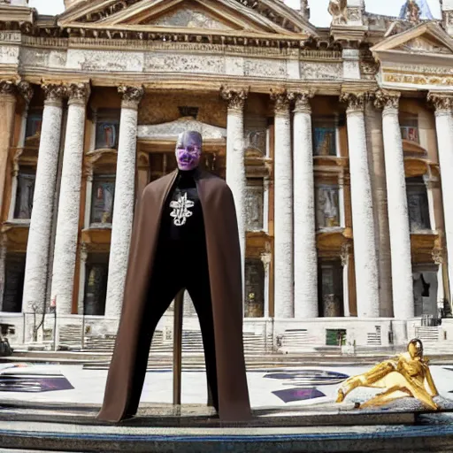 Image similar to a vacation photo of thanos visiting the vatican