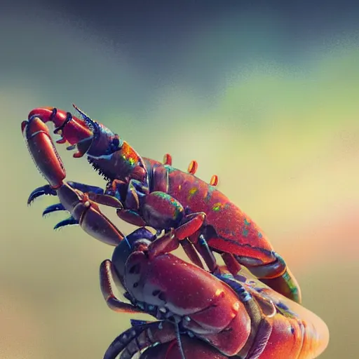 Prompt: detailed concept art illustration colorful pastel painting of a lobster telephone in full intricate details, ultra detailed, digital art, octane render, 4K, dystopian, micro details