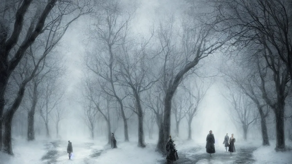 Image similar to the entrance to [ the secret garden ] in winter. claustrophobic. andreas achenbach, artgerm, mikko lagerstedt, zack snyder, tokujin yoshioka
